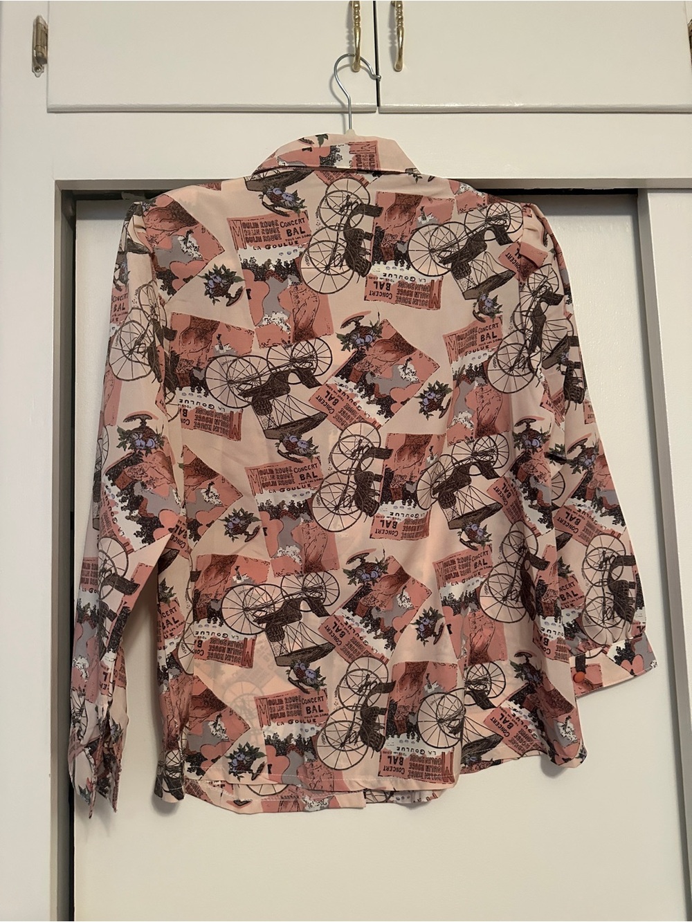 Vintage Printed Button-Up Blouse in Blush - Picture 2 of 6